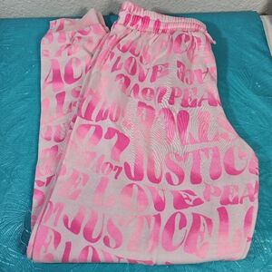 "Peace Love Justice" Girls Fleece Jogger Size XL